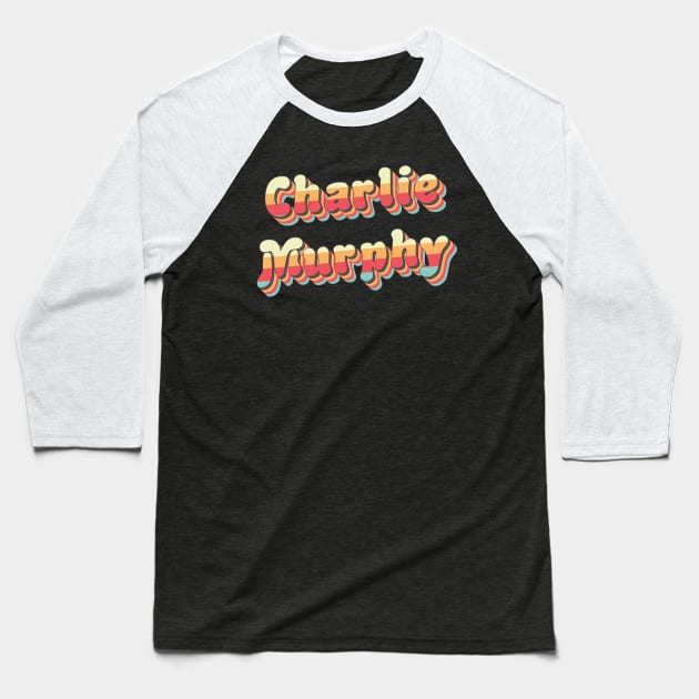 Charlie Murpy Retro Stacked Faded Rainbow Grunge Typography Baseball T-Shirt by Classic Cassette